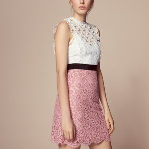 Sandro Gab White and Pink Lace Dress